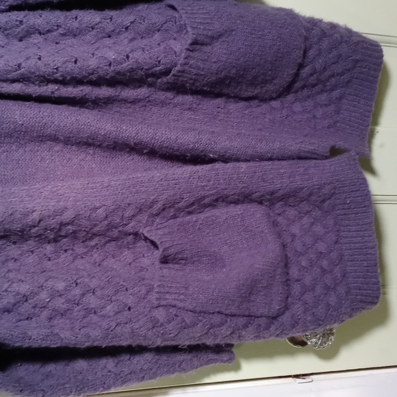 Women's Dreamers S/M grey-blue wicker braided long dbl pocket cardigan sweater - Picture 5 of 8